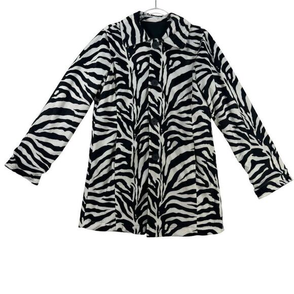 Women's‎ XL Reversible Zebra Print Long Overcoat Vintage Glam Animal Marilyn - Picture 1 of 7
